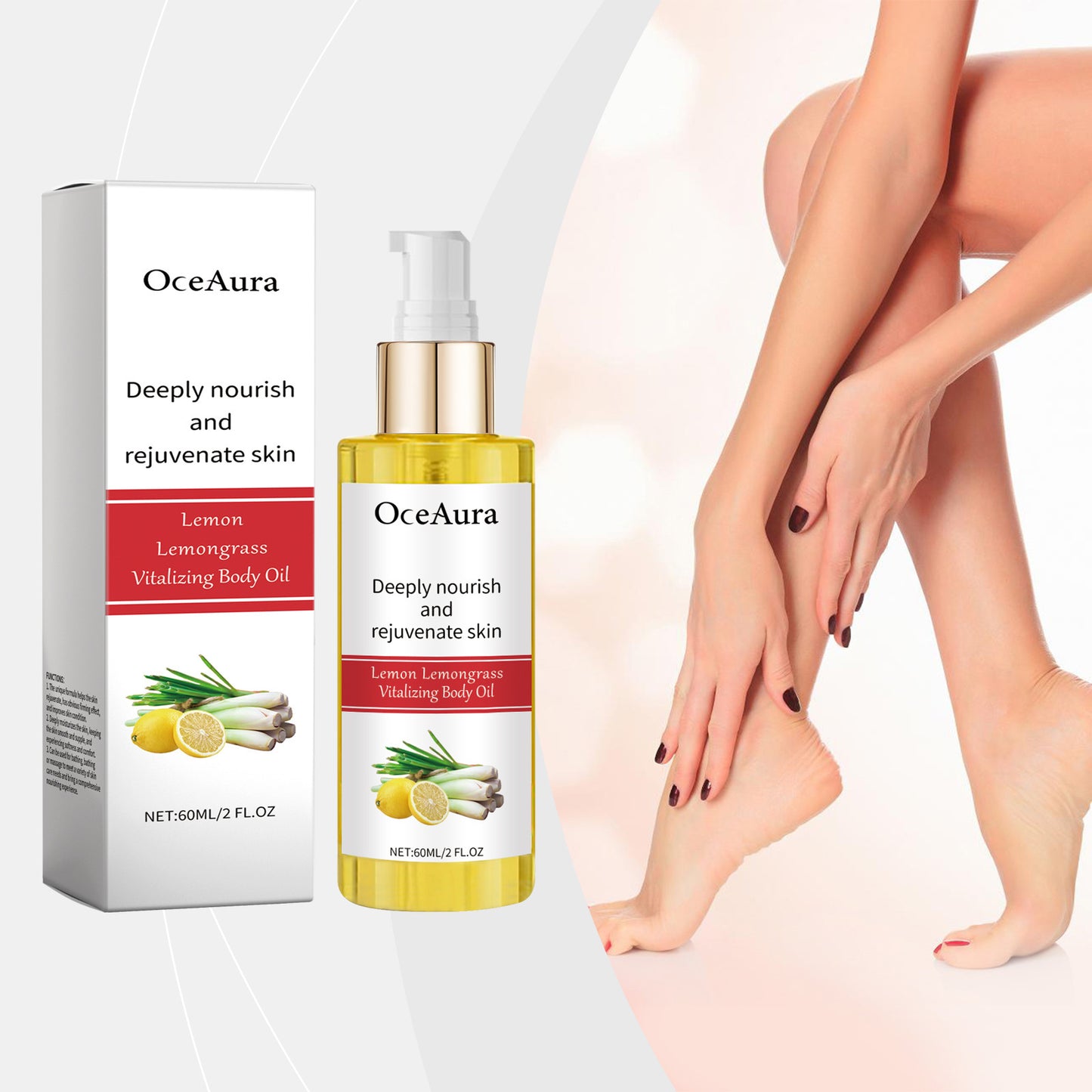 Deep moisture body oil for women by Sheila Merchandise with lemon lemongrass scent and nourishing formula