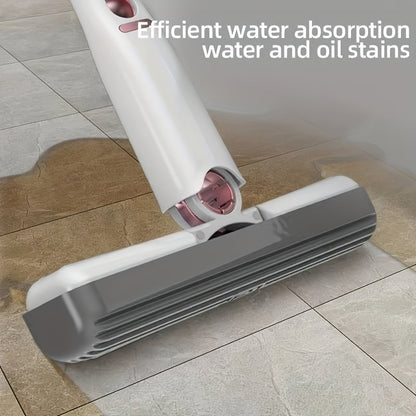Portable self-squeeze mini mop with efficient water absorption for removing water and oil stains