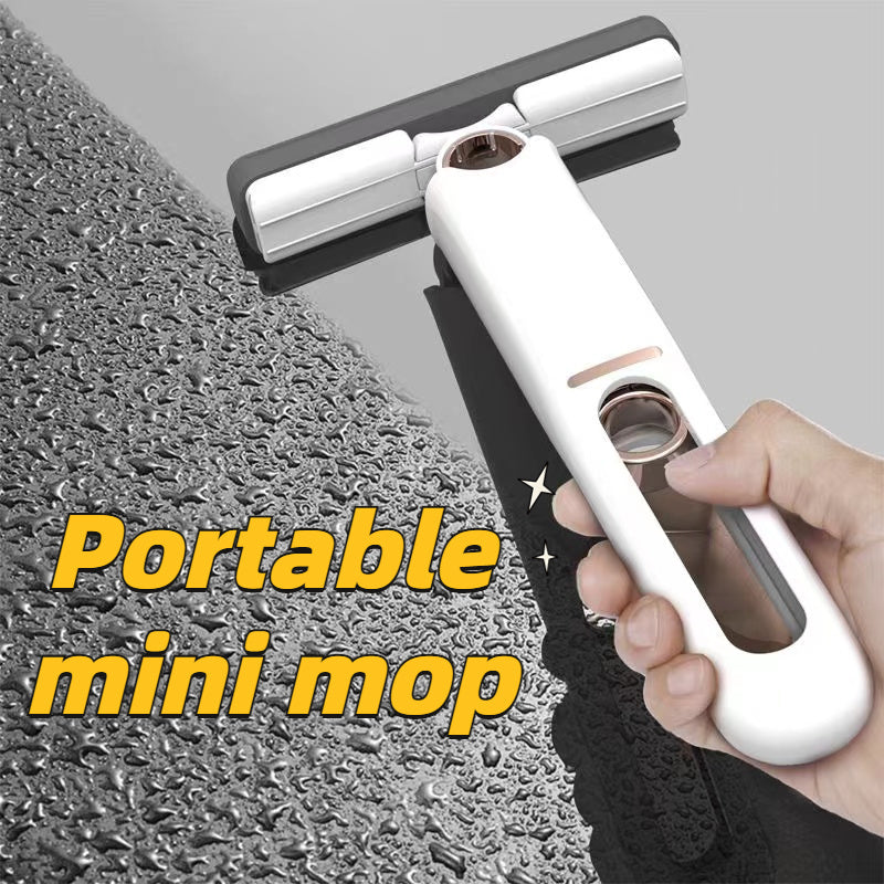 Portable self-squeeze mini mop for easy cleaning with ergonomic handle design
