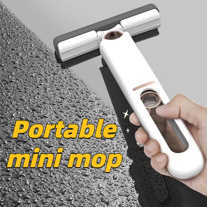 Portable self-squeeze mini mop for easy cleaning with ergonomic handle design