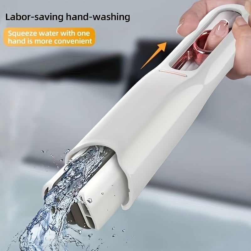 Portable self-squeeze mini mop with easy water squeezing mechanism for convenient hand-washing