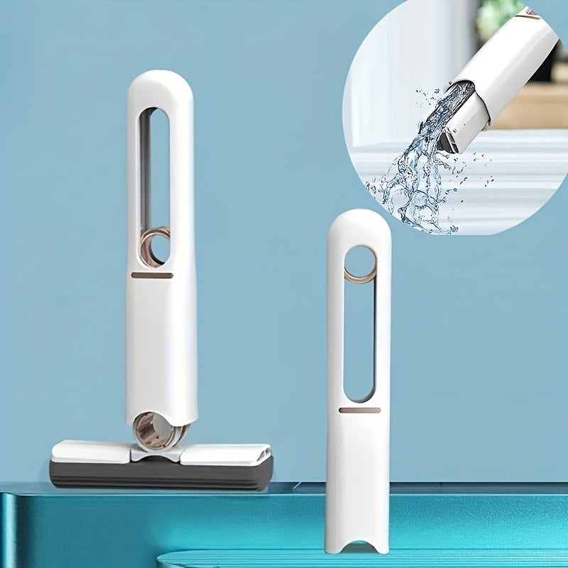 Portable self-squeeze mini mop with a sleek design for easy cleaning and efficient water wringing
