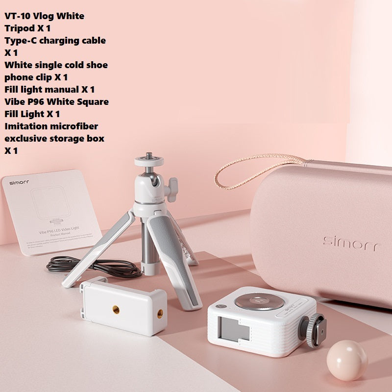 Portable desktop extension tripod with phone clip and fill light, mobile phone tripod for vlogging