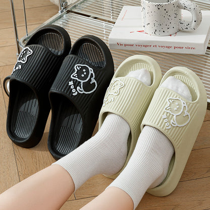 Sheila Merchandise cute cat slippers summer women home shoe in black and beige stylish non-slip footwear