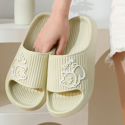 Sheila Merchandise cute cat slippers summer women home shoe in beige with stylish non slip footwear design
