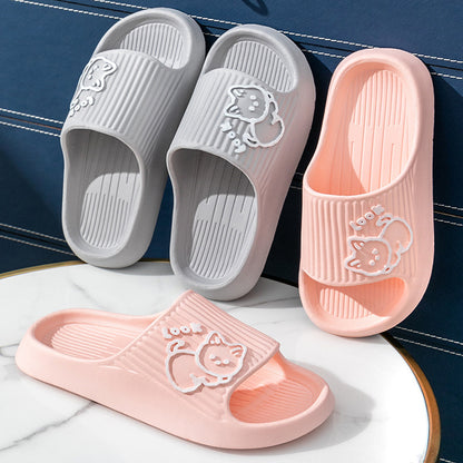 Sheila Merchandise cute cat slippers summer women home shoe in pink and gray stylish non slip footwear