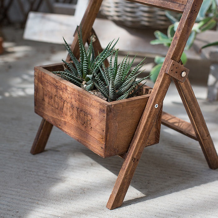 Sheila Merchandise wooden garden decoration planter with succulents for outdoor use