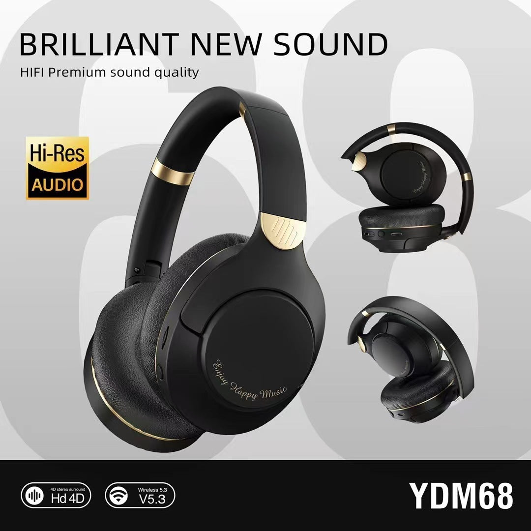 Sheila Merchandise wireless sports headphones in black with gold accents and HiFi premium sound quality